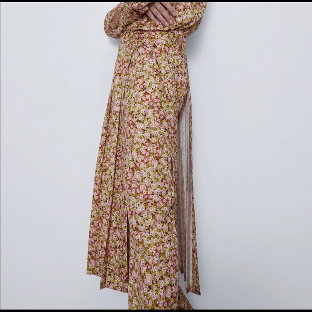 Zara floral pleated skirt pants set with top - Picture 9 of 15